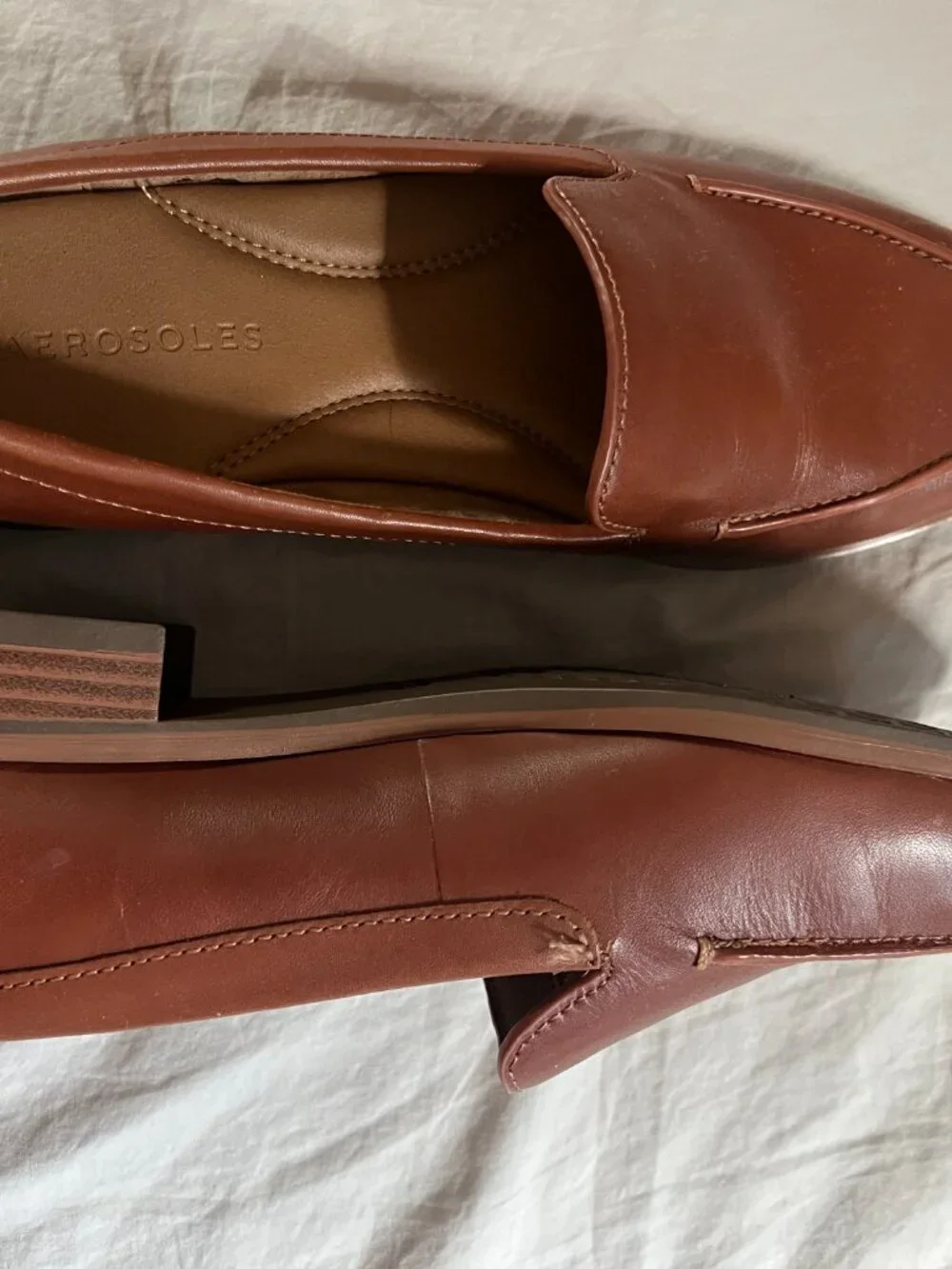 Aerosoles Pointed Toe Caramel Brown Loafers - Womens Size 8
